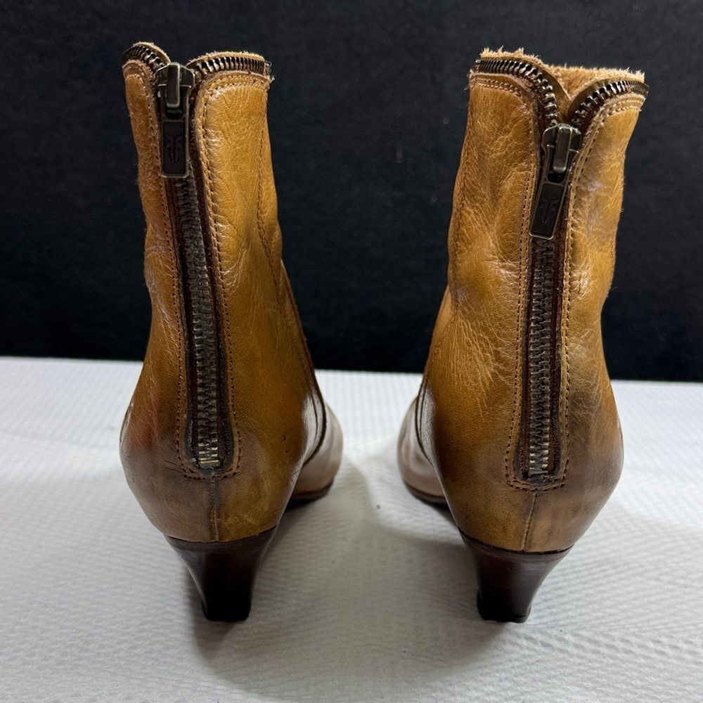 Frye Steffi Zip Short Brown Leather Ankle Boots Size 8.5 - Picture 9 of 16